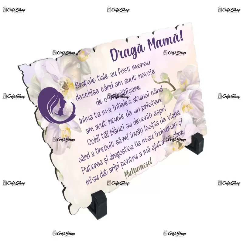 Draga mama, placheta cu mesaj, model a